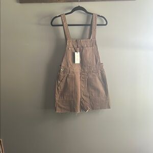 WeWoreWhat Brown Pinstripe Overalls